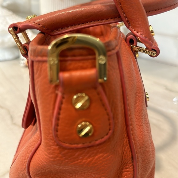 Tory Burch Amanda Orange Leather Logo Satchel Bag - Picture 2 of 11